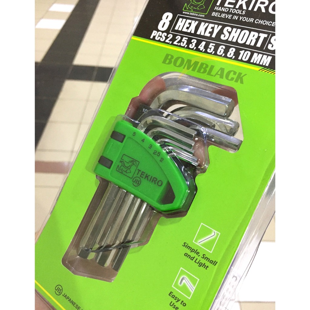 Kunci L TEKIRO Set 8 Pcs Pendek 2-10mm 8 Hex Key Short ORIGINAL MURAH HIGH QUALITY