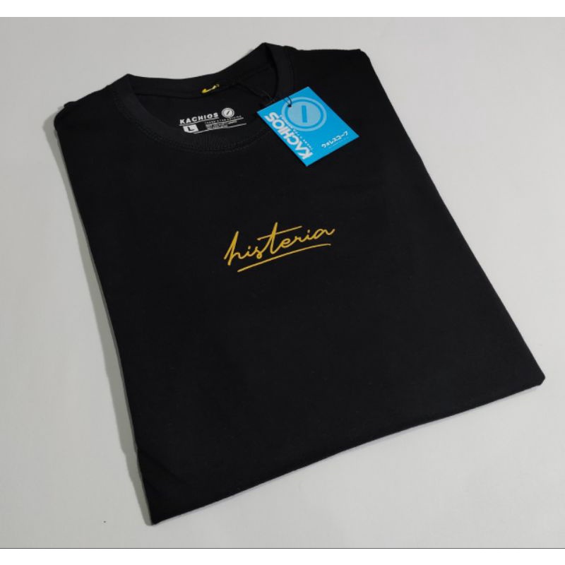 kaos Pria Distro Kachios Original Premium Hitam Motif Simple Bahan Combat 30s Lembut Tebal Terlaris 