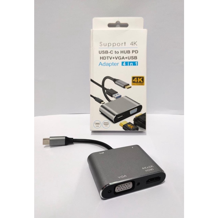HUB Adapter Converter 4 in 1 USB Type C To HDTV iPad Laptop HDMI 4K VGA 4