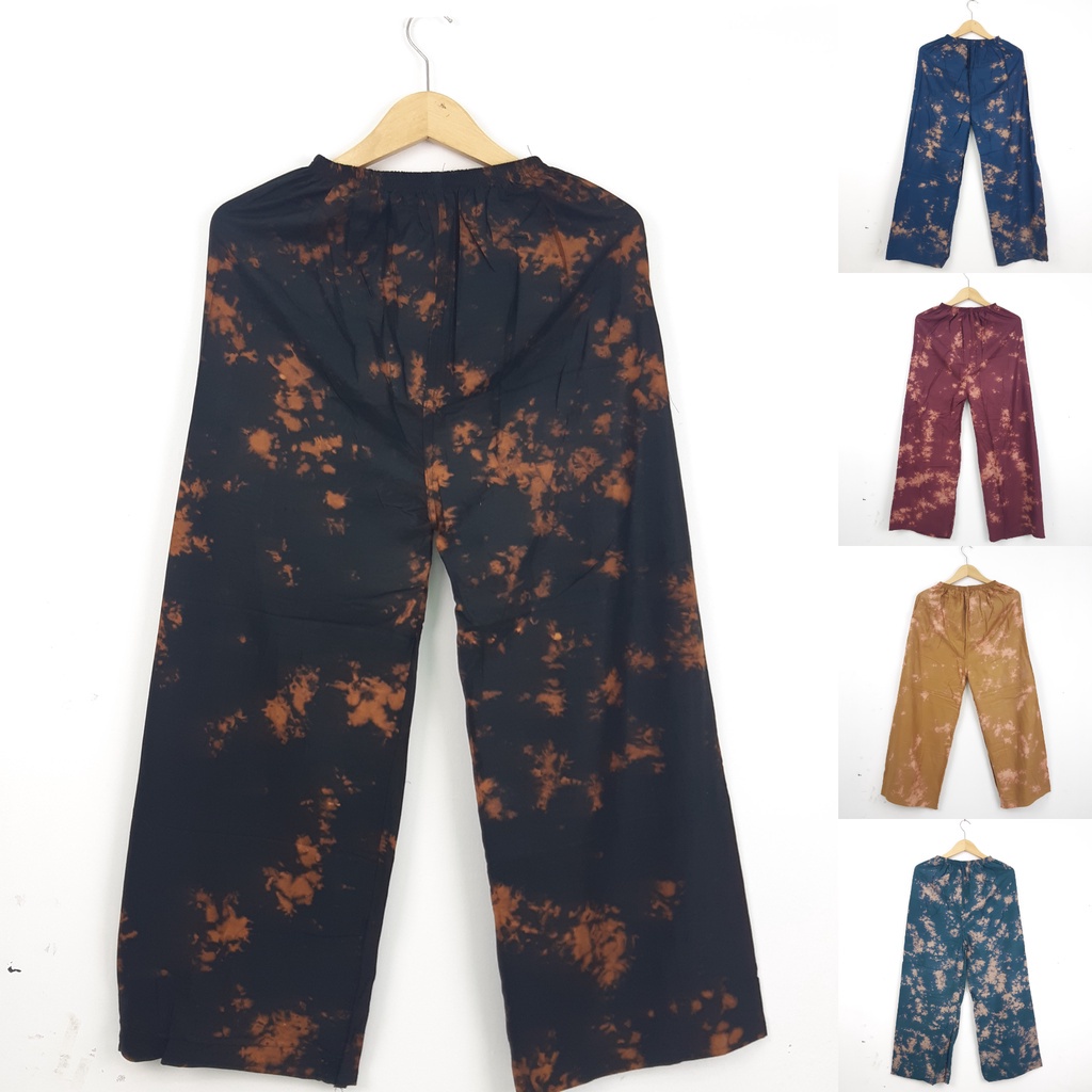 Celana Kulot Tie Dye Panjang Bahan Rayon Motif asap