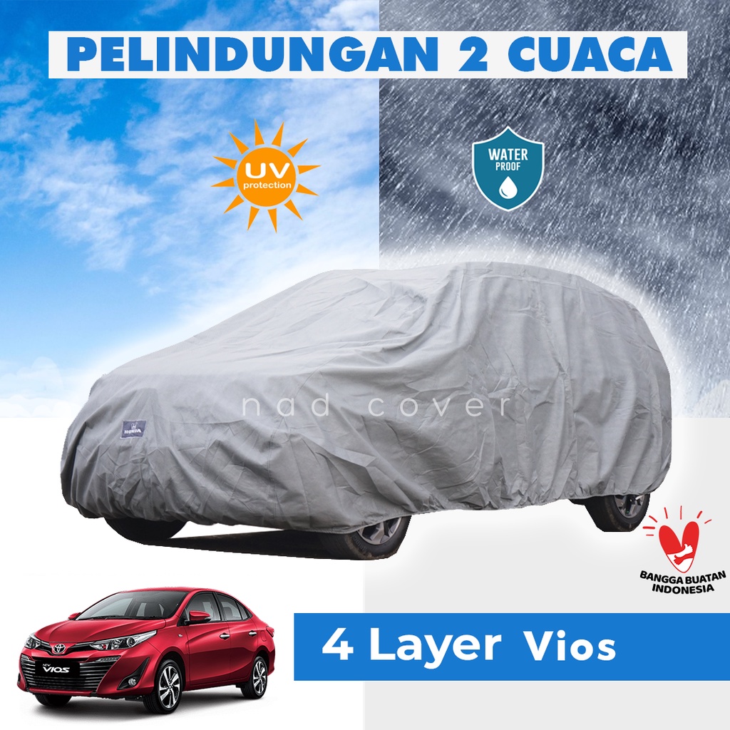 4 Lapis Body Cover Mobil Vios Outdoor Sarung Mobil Vios Tahan Air Waterproof