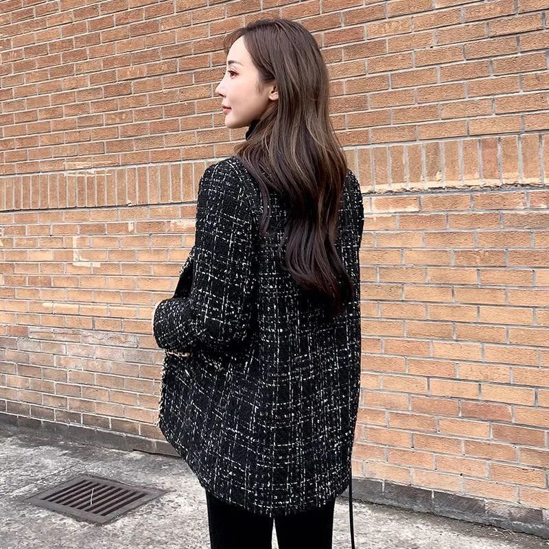 IMPORT WOMAN TWEED BLAZER COAT KOREAN STYLE OUTER WANITA MUSIM DINGIN