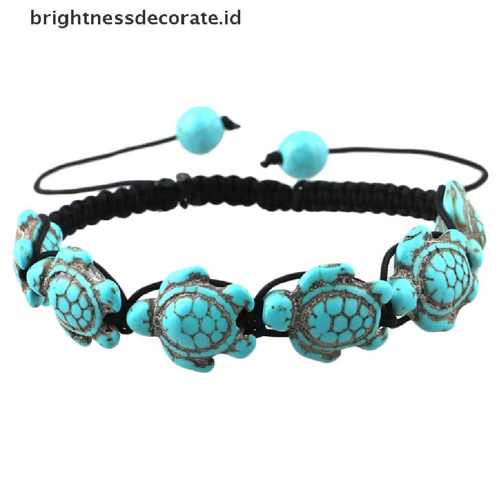 [Birth] Vintage Bohemia Bangle Turquoise Turtle Adjustable Braided Rope Gelang Perhiasan [ID]