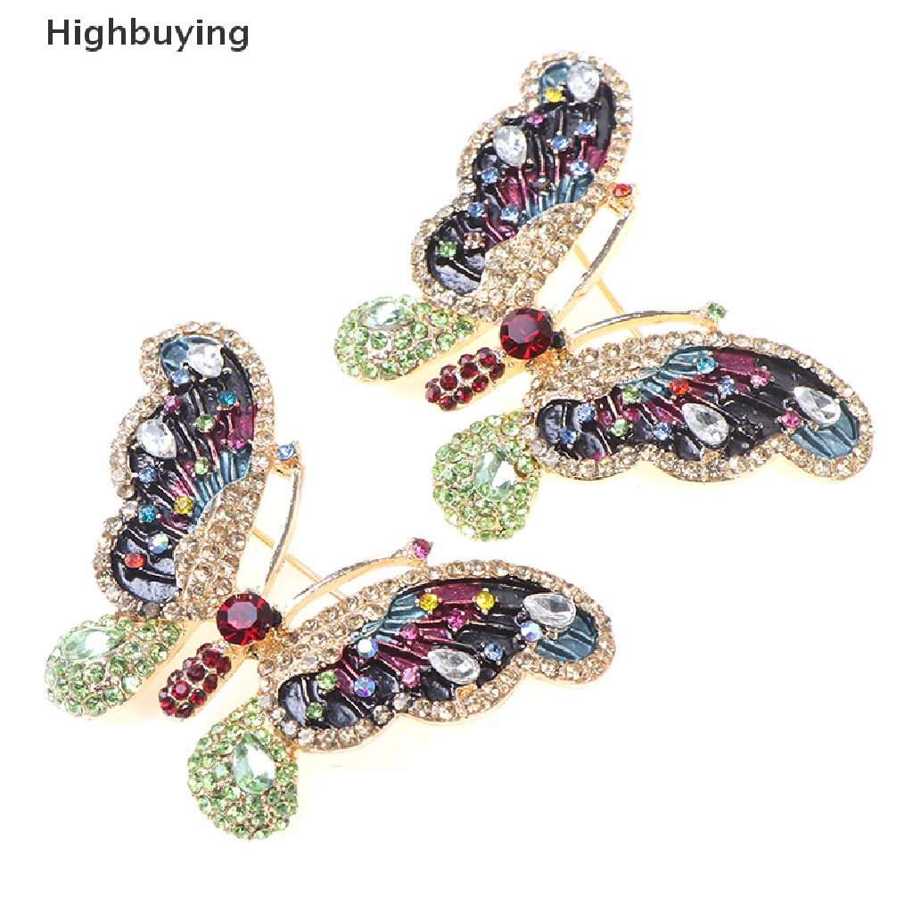 Hbid 1PC Elegan Pesona Kupu-Kupu Bros Wanita Berlian Imitasi Besar Butterfly Pins Glory