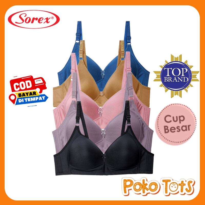 Sorex Bra Tanpa Kawat Super Soft Cup Besar Kait 3 Pakaian Dalam Wanita BH 17239 Sorex Beha WHS