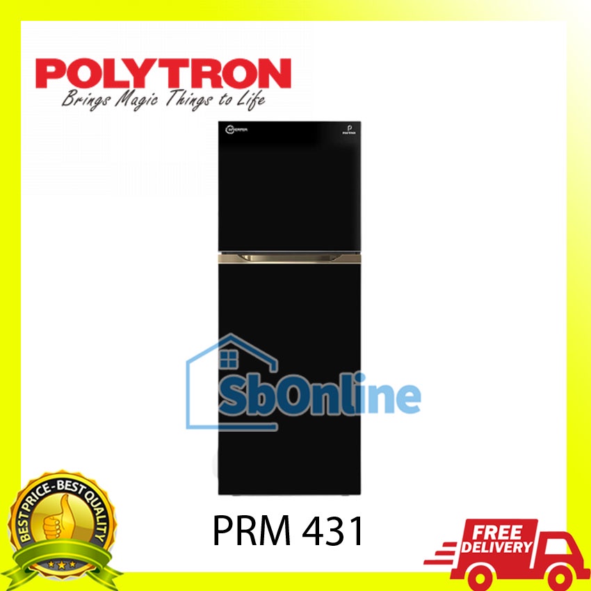 POLYTRON Kulkas 2 Pintu Belleza Big Liter Inverter 300 Liter iinverter PRM 431X