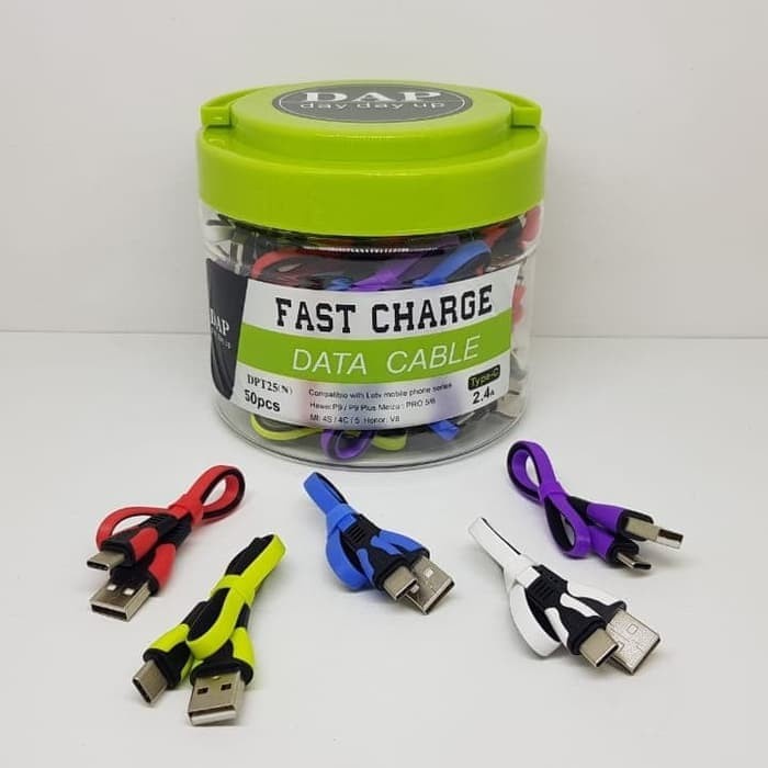 Kabel Data Type C DAP DPT25 - SATUAN - Fast Charge 2.4A panjang 25cm