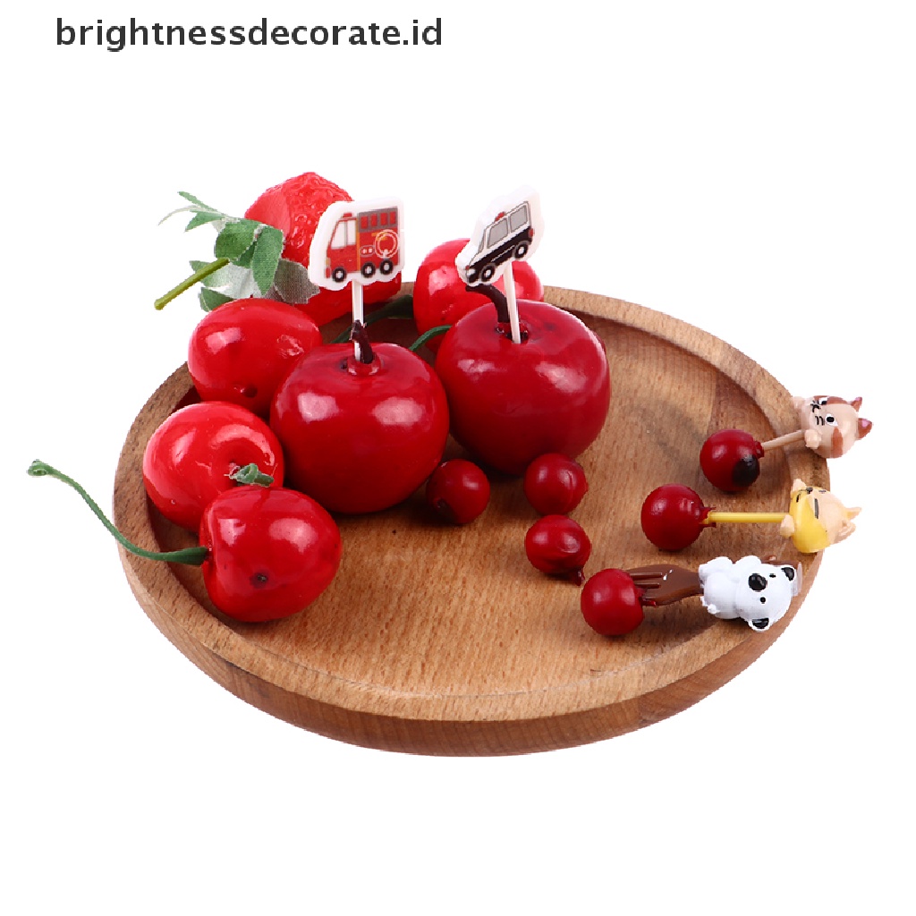 [Birth] 6 Pcs Hewan Kucing paw Buah Garpu Mini Kartun Anak Snack Kue Pick Tusuk Gigi [ID]