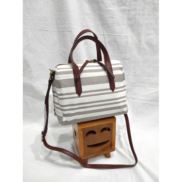FOSSIL Sydney satchel neutral stripe crossbody bag