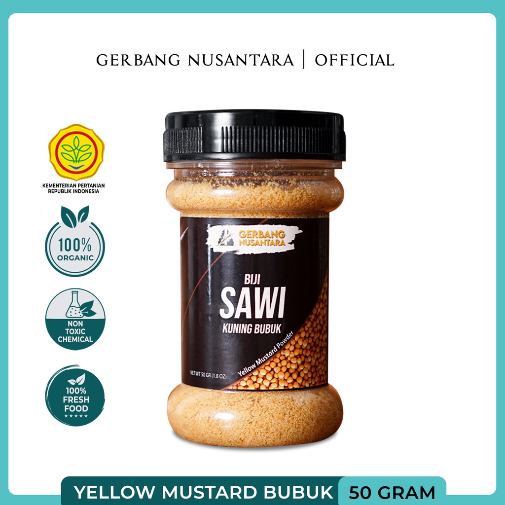 BUMBU DAPUR BIJI SAWI KUNING BUBUK- REMPAH GERBANG NUSANTARA- BUBUK YELLOW MUSTARD POWDER 50g