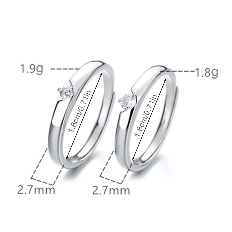 2 Pcs/Set Cinta Hati Zirkon Pasangan Cincin Fashion Kekasih Pengantin Pernikahan Pertunangan Hari Valentine Cincin Perhiasan Hadiah