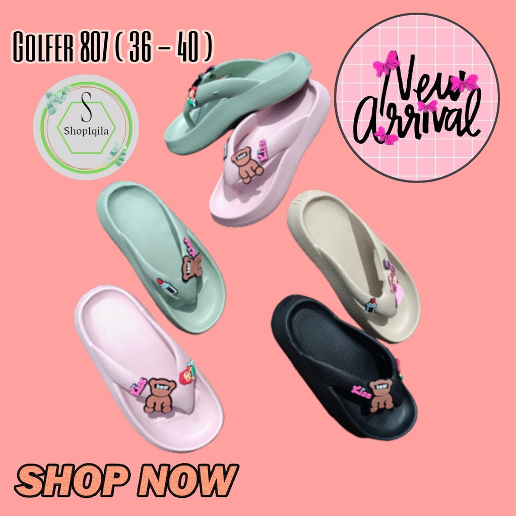 sandal jepit wanita dewasa golfer jibbitz terbaru 807 (36-40) sandal japit korean style termurah