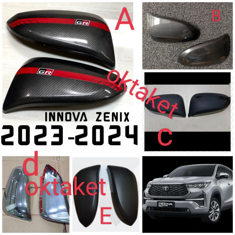 cover spion Innova Zenix 2023 2024 Hitam Chrome Carbontivo Carbon Glossy Gr