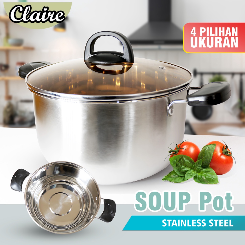 Panci Sup Stainless Panci Soup Pot Panci Sop set Tutup Kaca