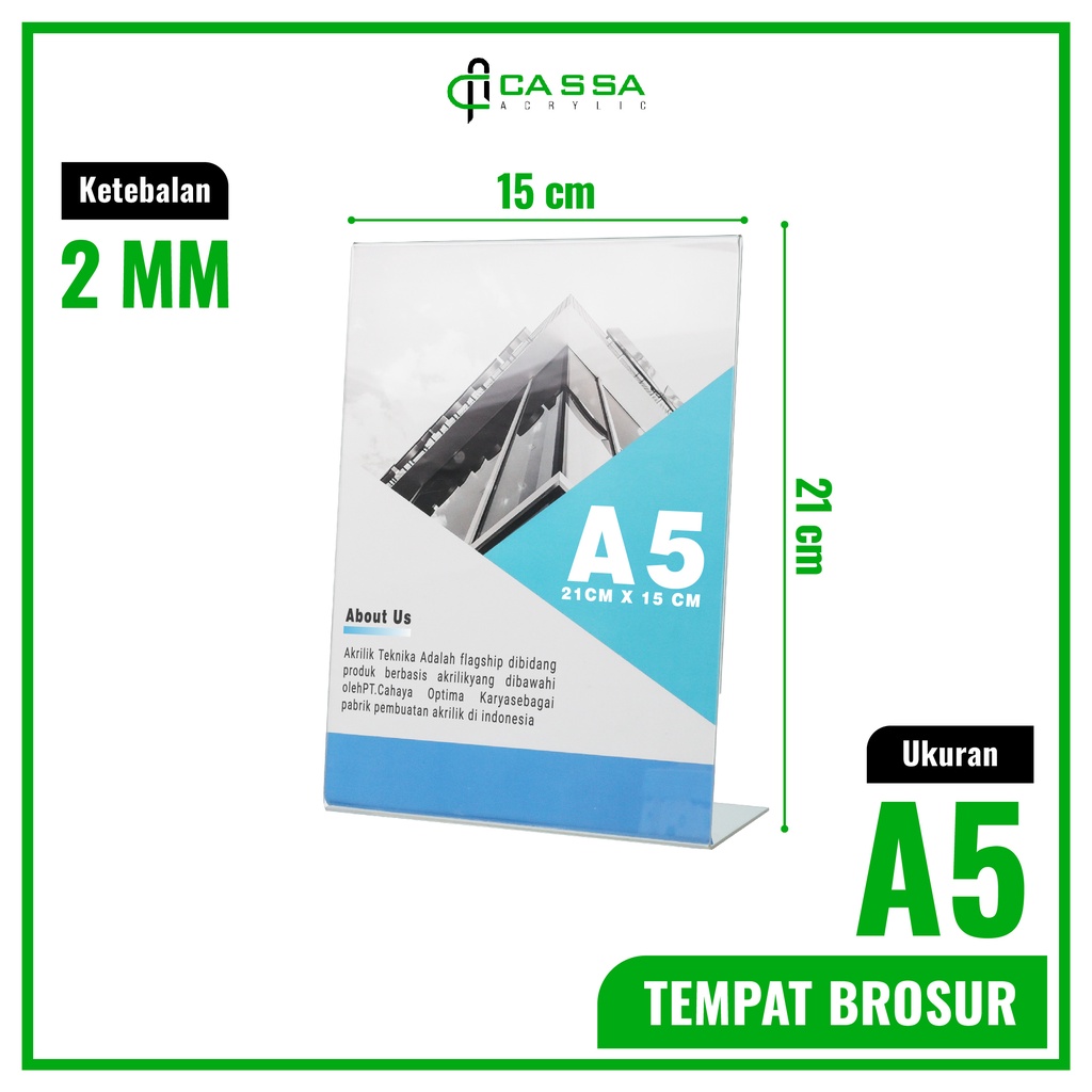 Jual TEMPAT BROSUR / TENT HOLDER / TENT CARD AKRILIK DISPLAY UKURAN A5