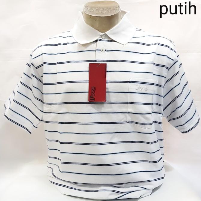 MURAH kaos kerah polo pria putih biru garis murah obral