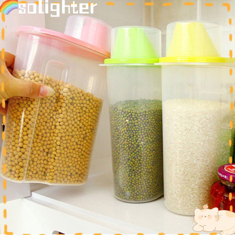 Solighter Cereal Box Easy-pouring Food Case Rice Case Wadah Dapur