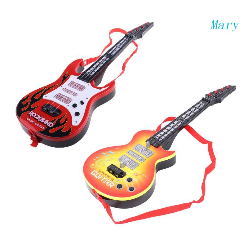 Mary Kids Simulasi Gitar Elektrik Manusia Hidup Untuk Bermain Mainan Multifungsi Halus Dengan 4 String Set Portable Mainan Musik