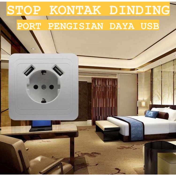 Kuubi Stop Kontak Dinding USB Stop Kontak Dinding Port Usb Soket Listrik Square Wall Socket