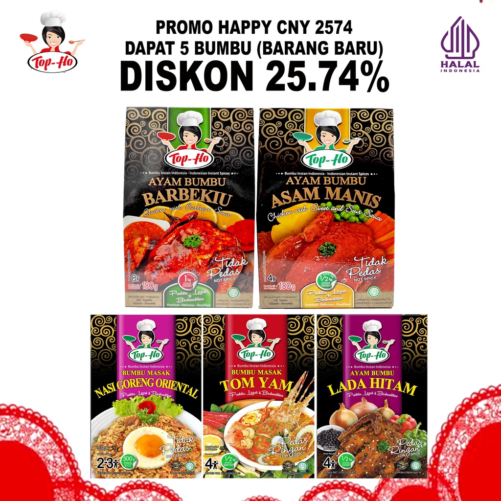 

Promo Happy CNY 2574 (Beli 5 Pcs Bumbu masak Oriental Diskon 25.74%)