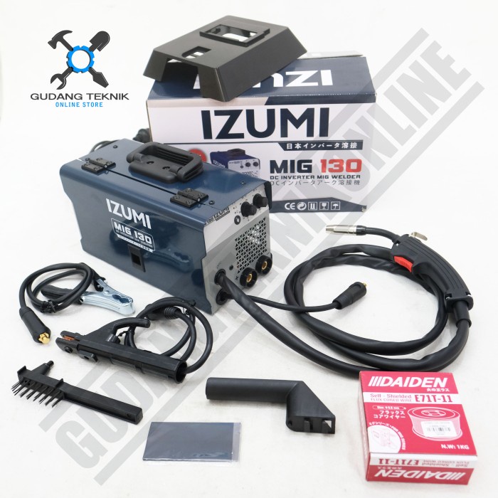 Mesin Las Tanpa Gas CO2 GRATIS Kawat Las Daiden 1Kg MIG130 IZUMI / Las Inverter MIG Welder CO Flux Core Gasless MIG 130 IZUMI