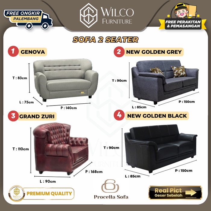 Jual Sofa Procella 2 Seater / Sofa 2 Dudukan Furniture Palembang Murah ...