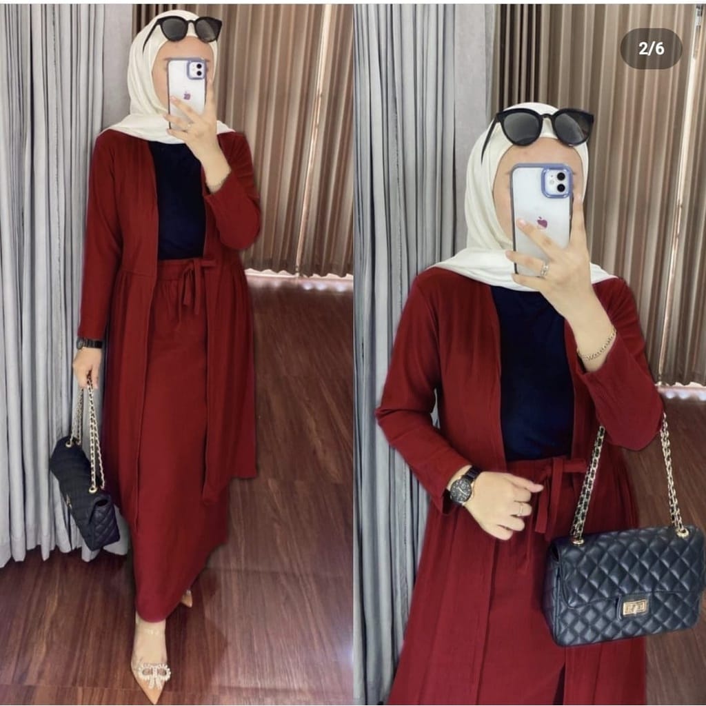 O2 Fashion / Set cardi diora / stelan cardi knit premium bahan halus dan adem