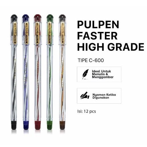 

Pulpen Pen Faster C600 / Ballpoint Bolpen Hitam Biru Merah MURAH 1 PCS