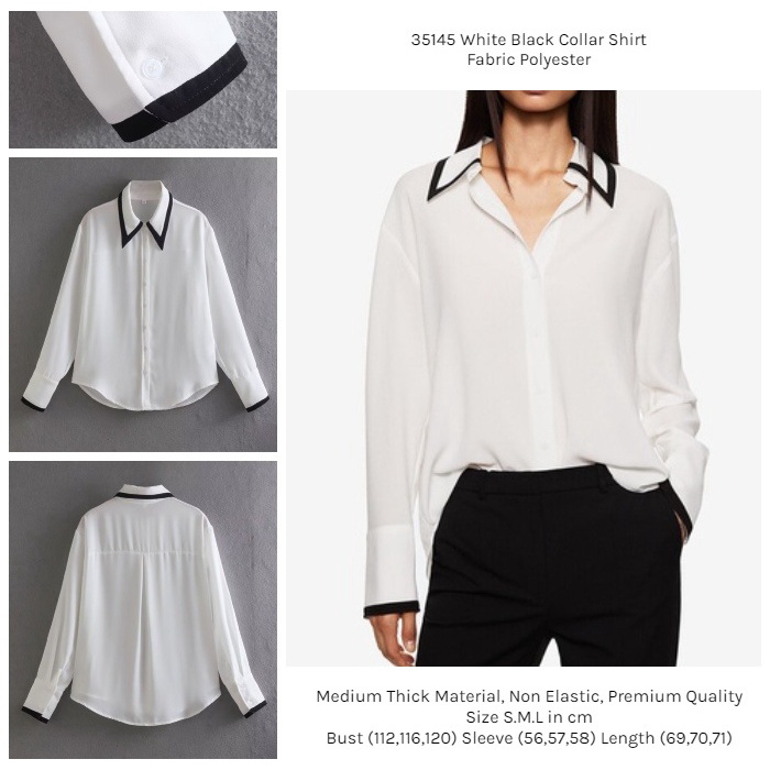35145 Kemeja Putih Wanita Kemeja Putih Polos Atasan Kerja Kemeja Oversize