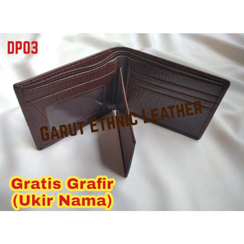 Dompet Kulit Pendek Pria Asli Garut Motif Serat Kayu