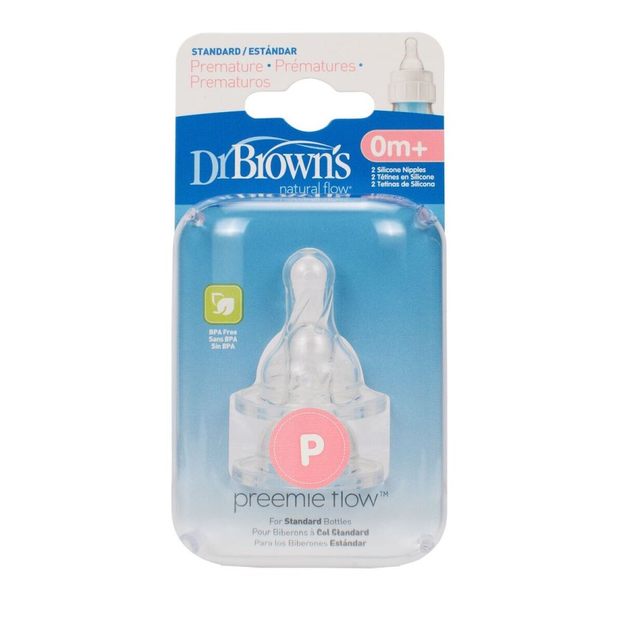 Dr.Brown's Preemie Silicone Narrow-Neck Options Nipple, 2-Pack