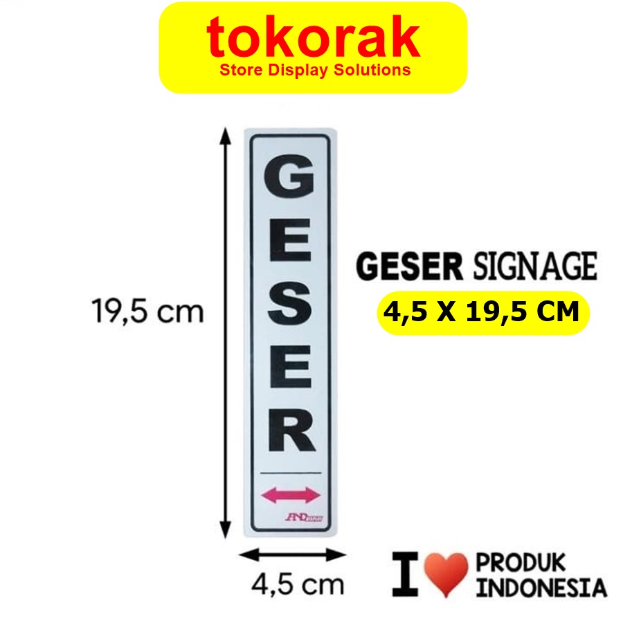 SIGNAGE GESER 4,5X19,5CM SIGN PETUNJUK SIMBOL LOGO PERINGATAN SLIDING