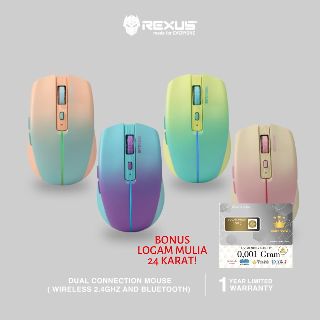 Rexus QB200 Skies - Dual Mode Wireless Bluetooth Office Mouse