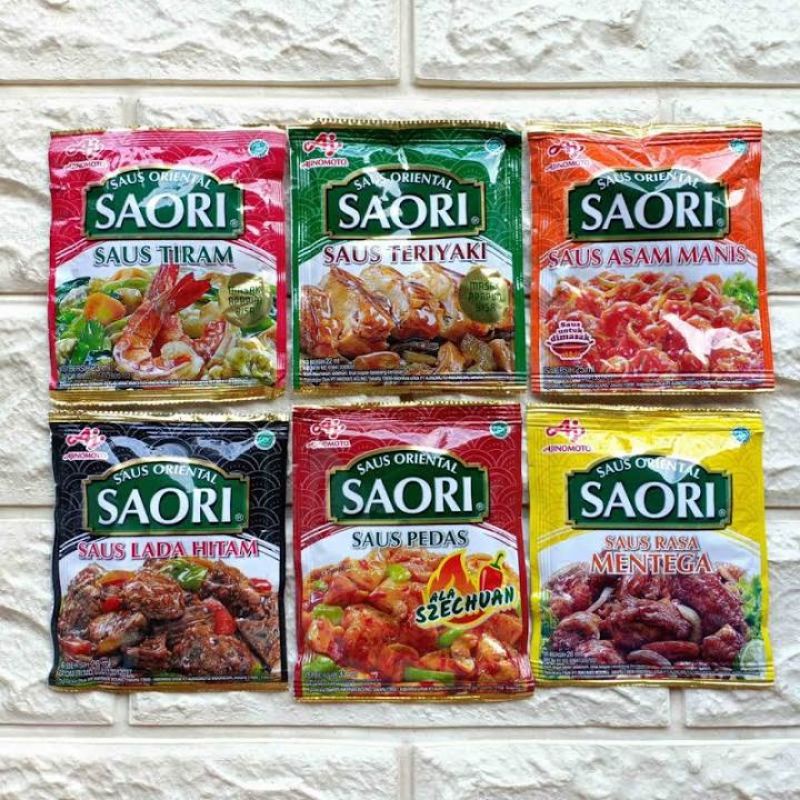 

Saori saus saos oriental lada hitam black pepper tiram oister ayam chicken teriyaki sauce mentega asam manis daging bulgogi saori sachet 26ml