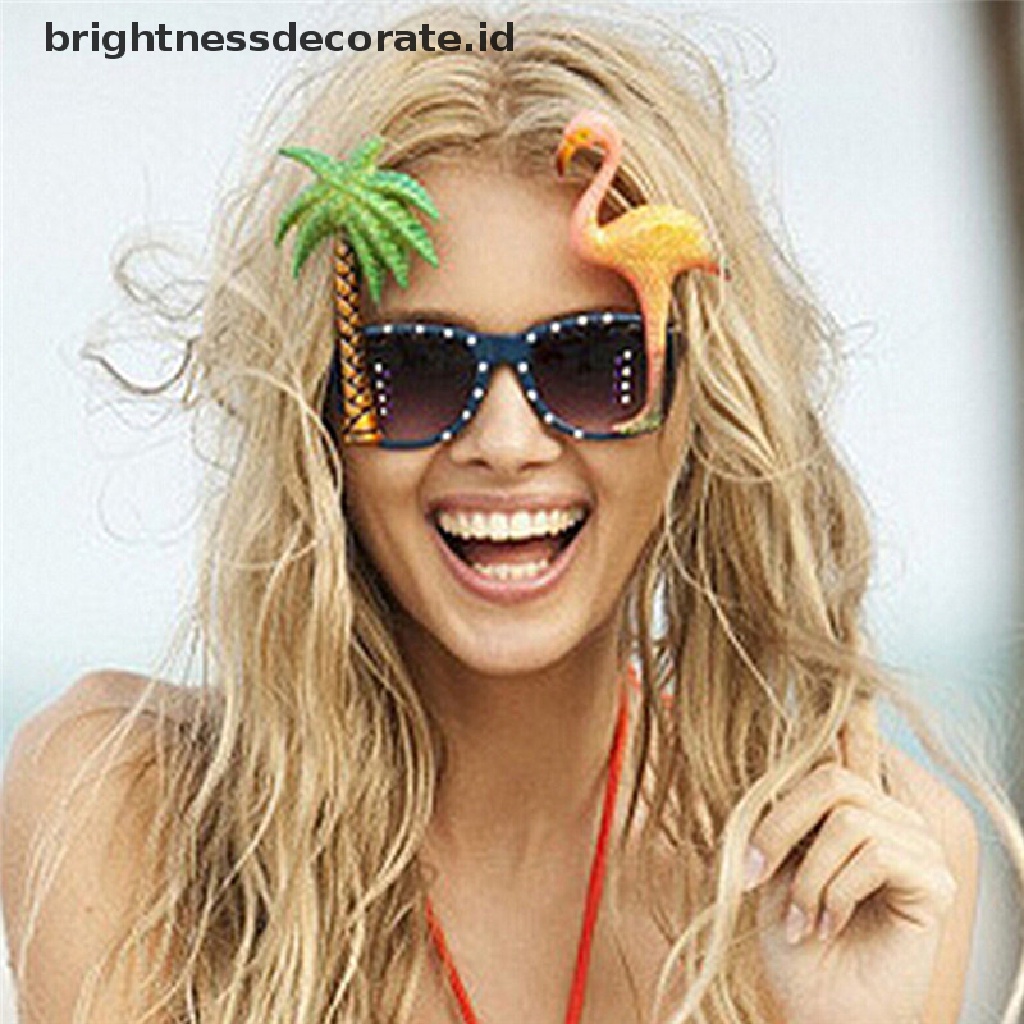 [Birth] Lucu Hawaii Tropical Sunglasses Kacamata Musim Panas Gaun Mewah Kostum Pesta [ID]