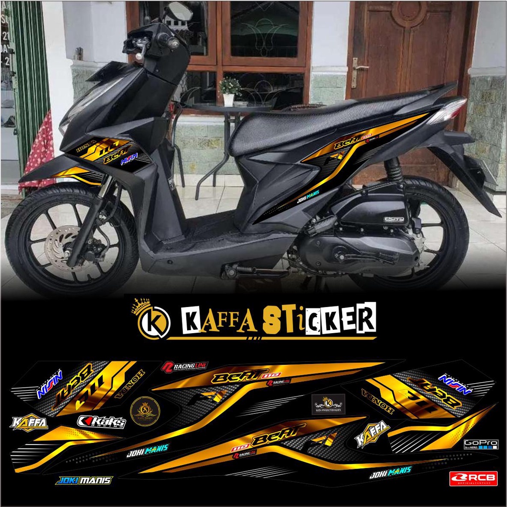 Striping Beat Deluxe - Stiker Motor Honda Beat Street List Gold
