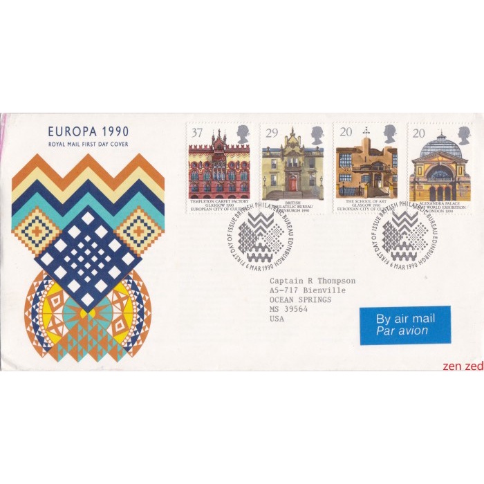 

A774 Prangko Inggris FDC 1990 EUROPA Stamps - Post Offices 1 Pcs