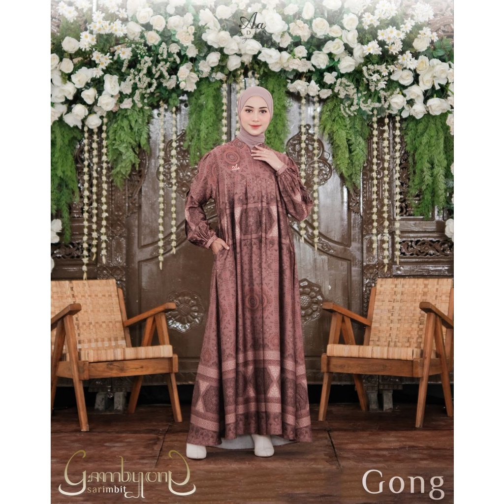 Aden-Gambyong Sarimbit Dress Mom Gamis Dewasa Bahan Armani Silk Motif Batik
