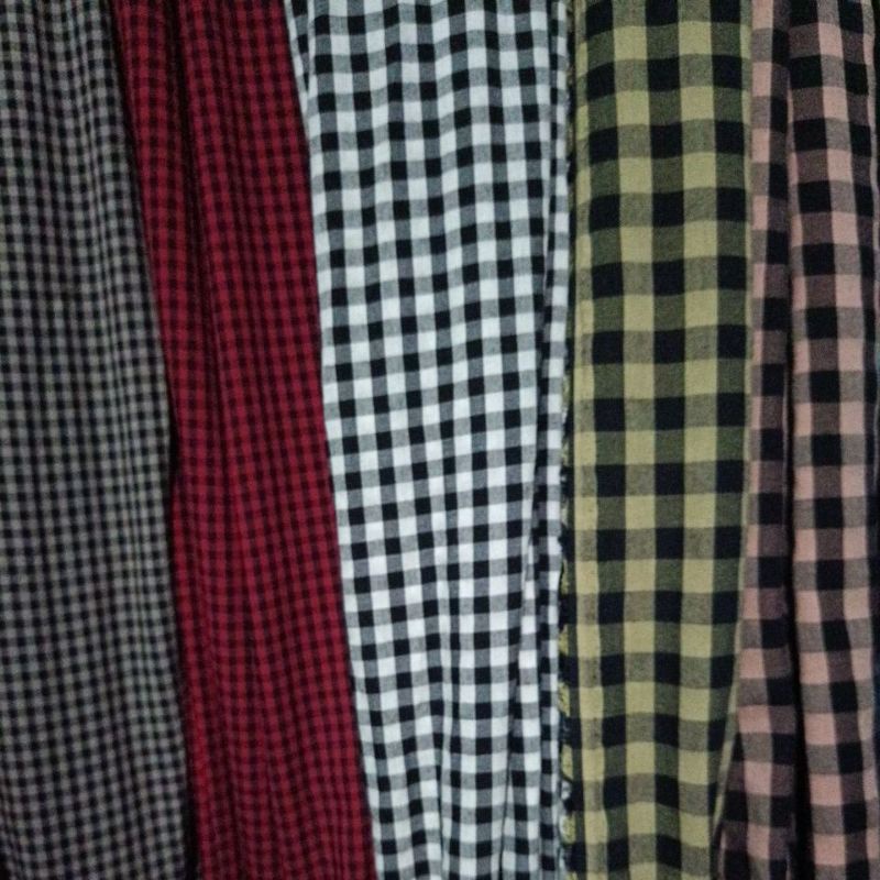 Kain Katun Cotton Kotak Kecil Adem Arahan Hem Tunik Gamis Rok