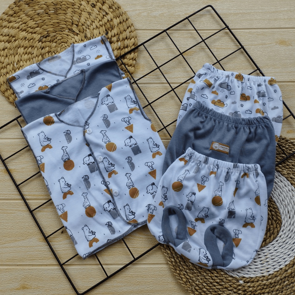 6 PCS Baju Bayi Lengan Kutung Celana Pop Bayi Baru Lahir Setelan Bayi Meyriana Collection