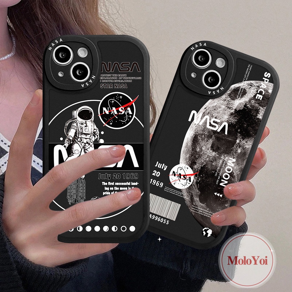 IPHONE Casing NASA Merek Trendi Kompatibel Untuk Iphone14 11 13 12 Pro MAX 6Plus 7Plus 6 6s 78 Plus 14 Plus XR X XS MAX SE 2020 Casing Handphone Belakang TPU Lembut