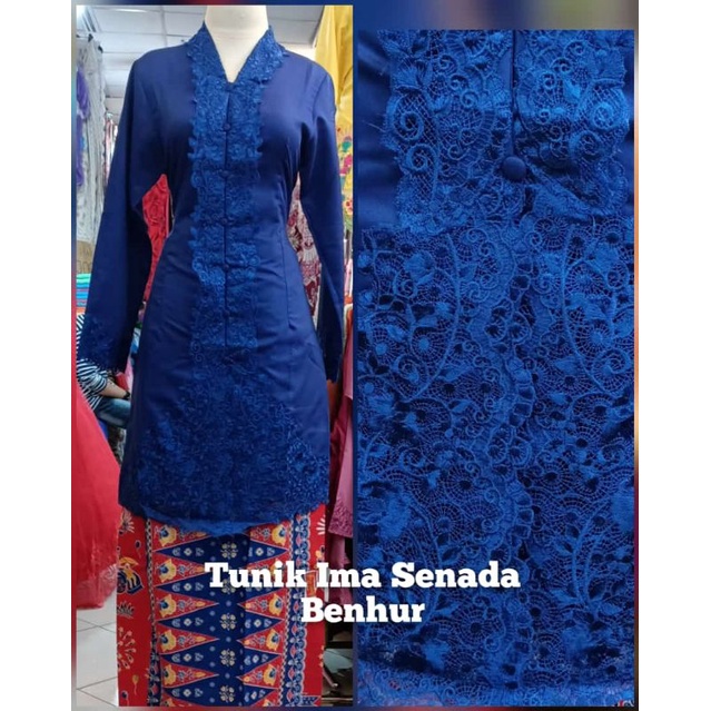 Kebaya Encim Jumbo Tunik Senada Lengan Panjang  Bordir Katun Ima