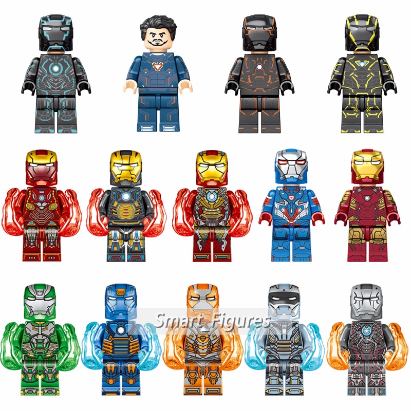 Iron Man Blok Bangunan Minifigures Super Heros Marvel Tony Stark Armor Mark17 Mark19 Mark26 Mini Angka Mainan Hadiah