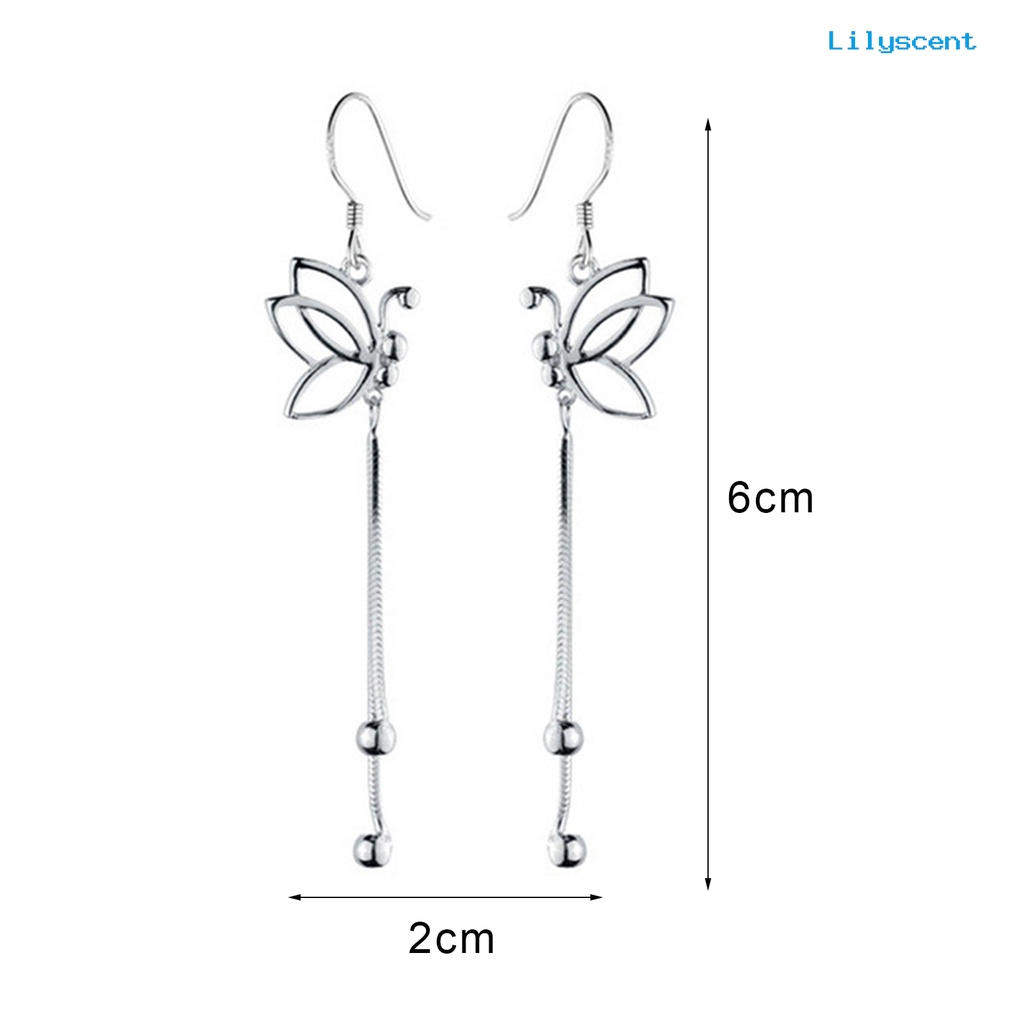 [LS] Wanita Elegan Kupu-Kupu Menjuntai Rantai Panjang Garis Paduan Kait Anting Perhiasan Hadiah