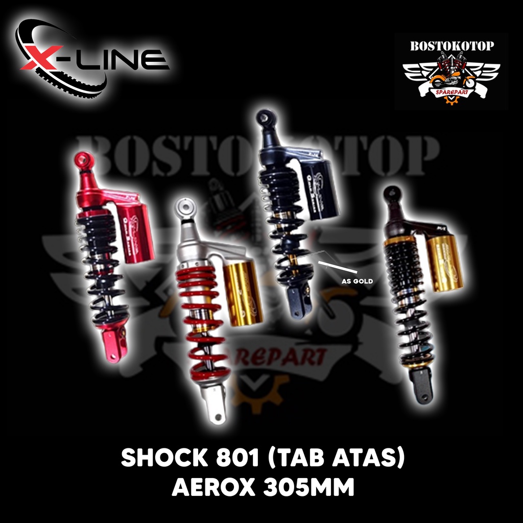 X-Line Shockbreaker Shock Skok Suspensi Belakang Peredam Kejut Tipe 801 Yamaha Aerox Tinggi 305mm Va