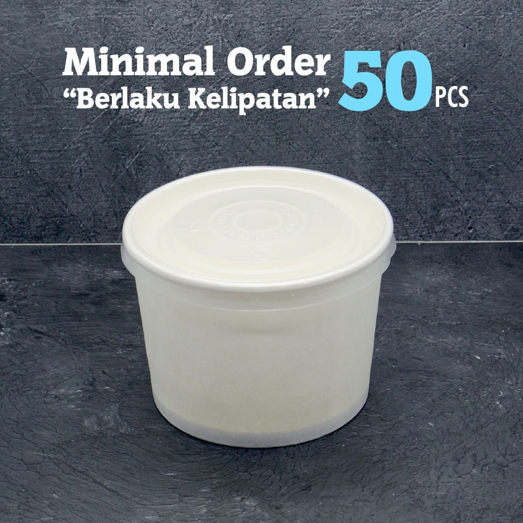 Paper Bowl 24 OZ 720 ML + LID (Dengan Tutup) / Mangkuk Kertas PB 24OZ - PLG