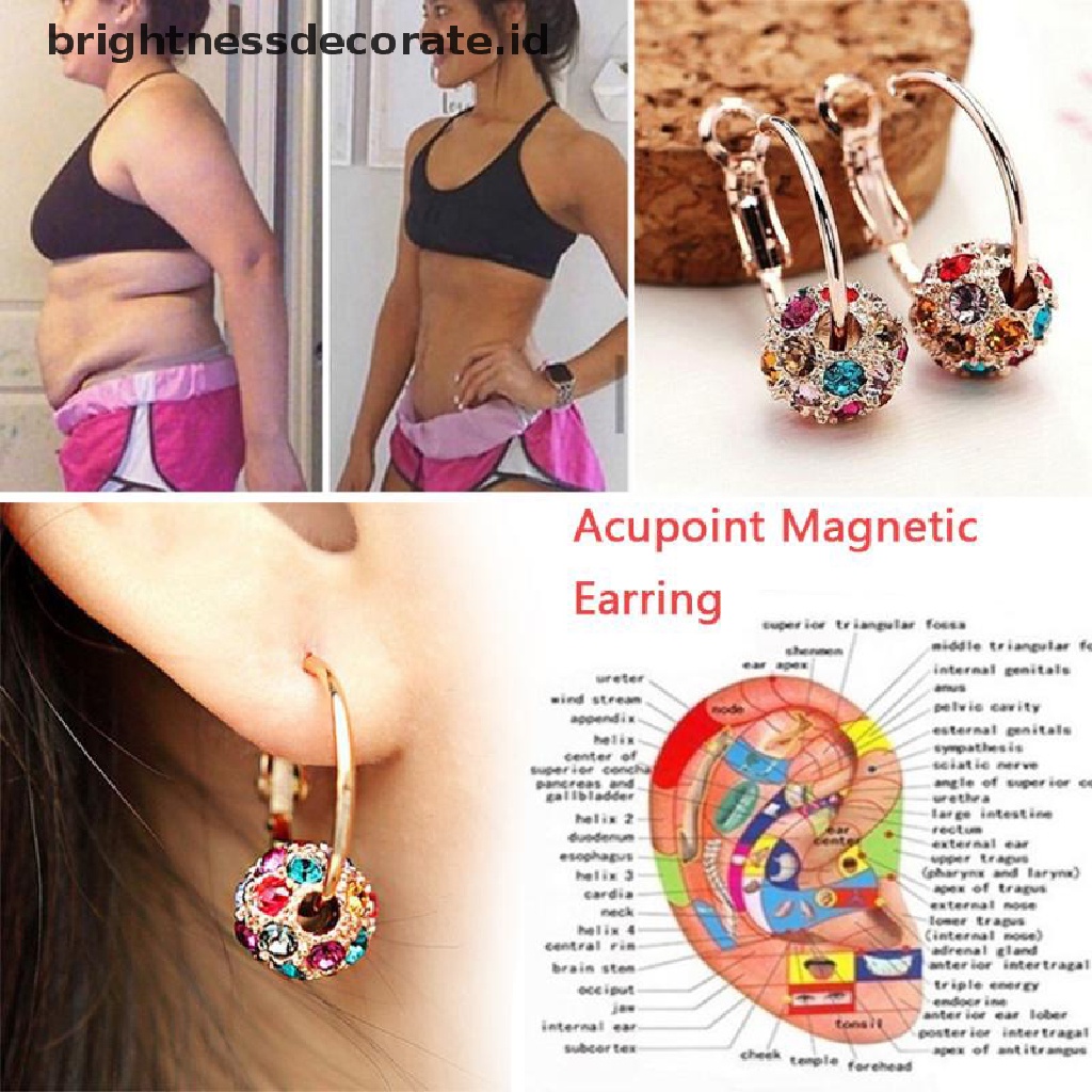 [Birth] 1pasang Anting Pelangsing Magnetik Menurunkan Berat Badan Pijat Slim Ear Stud Patch Jewelry [ID]