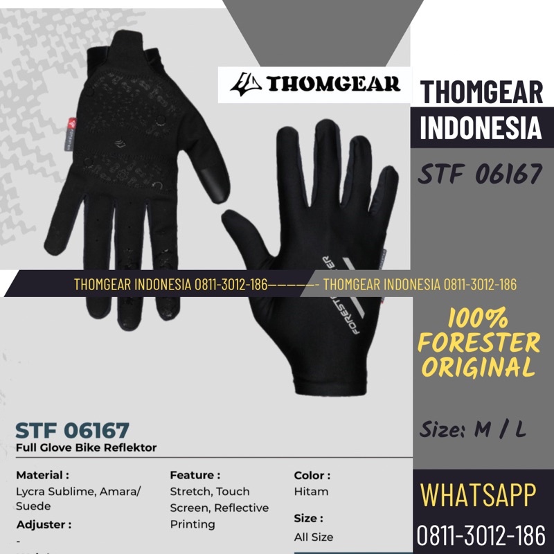 Kaos Tangan Sepeda Forester Stf 06165 06166 06167 MTB Motor Full Glove Finger Gowes Bike Motor Sepeda Pria Wanita Cewek Cowok Thomgear Paiton Probolinggo