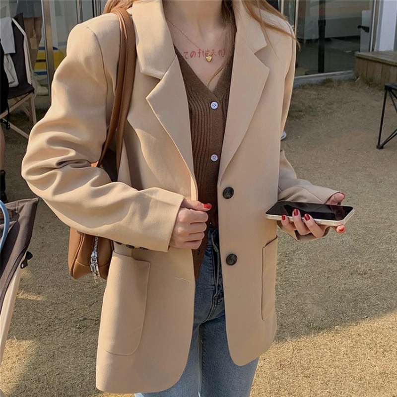 XIAOZHAINV Korean Style Lengan Panjang Jaket Baju Wanita Blazer