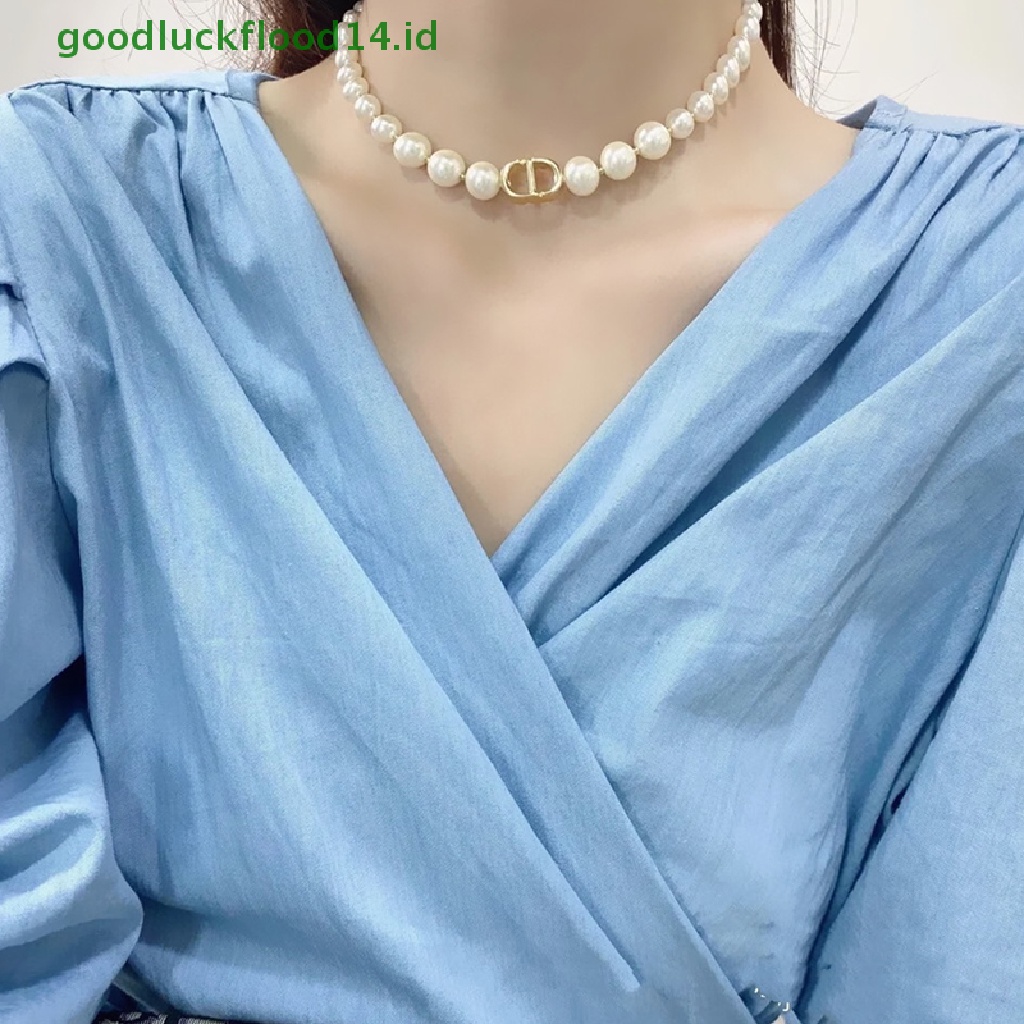 [GOOGFOUR] Fashion Bohemian Huruf CD Mutiara Choker Kalung Punk Kalung Untuk Wanita Perhiasan Perhiasan Tubuh [TOP]